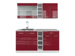 Cocina para solteros rojo brillo intenso/blanco 160x46x81.6 r-line