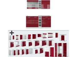 Cocina para solteros rojo brillo intenso/blanco 160x46x81.6 r-line