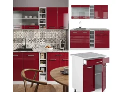 Cocina para solteros rojo brillo intenso/blanco 160x46x81.6 r-line