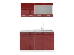 Cocina para solteros rojo brillo intenso/blanco 140x60x81.6 r-line