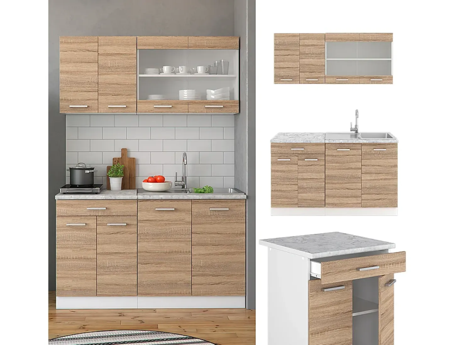 Cocina para solteros sonoma 140x60x81.6 r-line