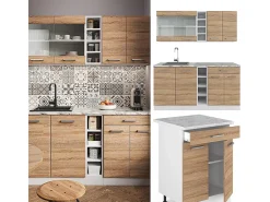 Cocina para solteros sonoma/blanco 160x46x81.6 r-line