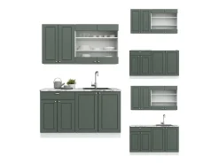 Cocina para solteros verde-dorado casa de campo/blanco 140x60x81.6 fame-line