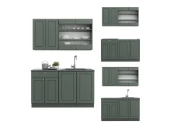 Cocina para solteros verde-dorado casa de campo/antracita 140x60x81.6 fame-line