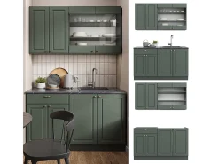 Cocina para solteros verde-dorado casa de campo/antracita 140x60x81.6 fame-line