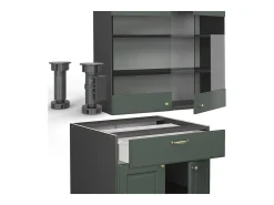 Cocina para solteros verde-dorado casa de campo/antracita 140x60x81.6 fame-line