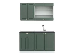 Cocina para solteros verde-dorado casa de campo/blanco 140x60x81.6 fame-line