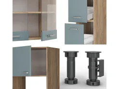 Cocina roble azul-gris-dorado 350x46x81.6 r-line