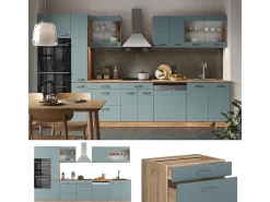 Cocina roble azul-gris-dorado 350x46x81.6 r-line