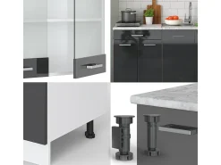 Cocina versátil antracita brillo intenso/blanco 140x60x81.6 r-line
