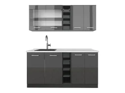Cocina versátil antracita brillo intenso/antracita 160x60x81.6 r-line
