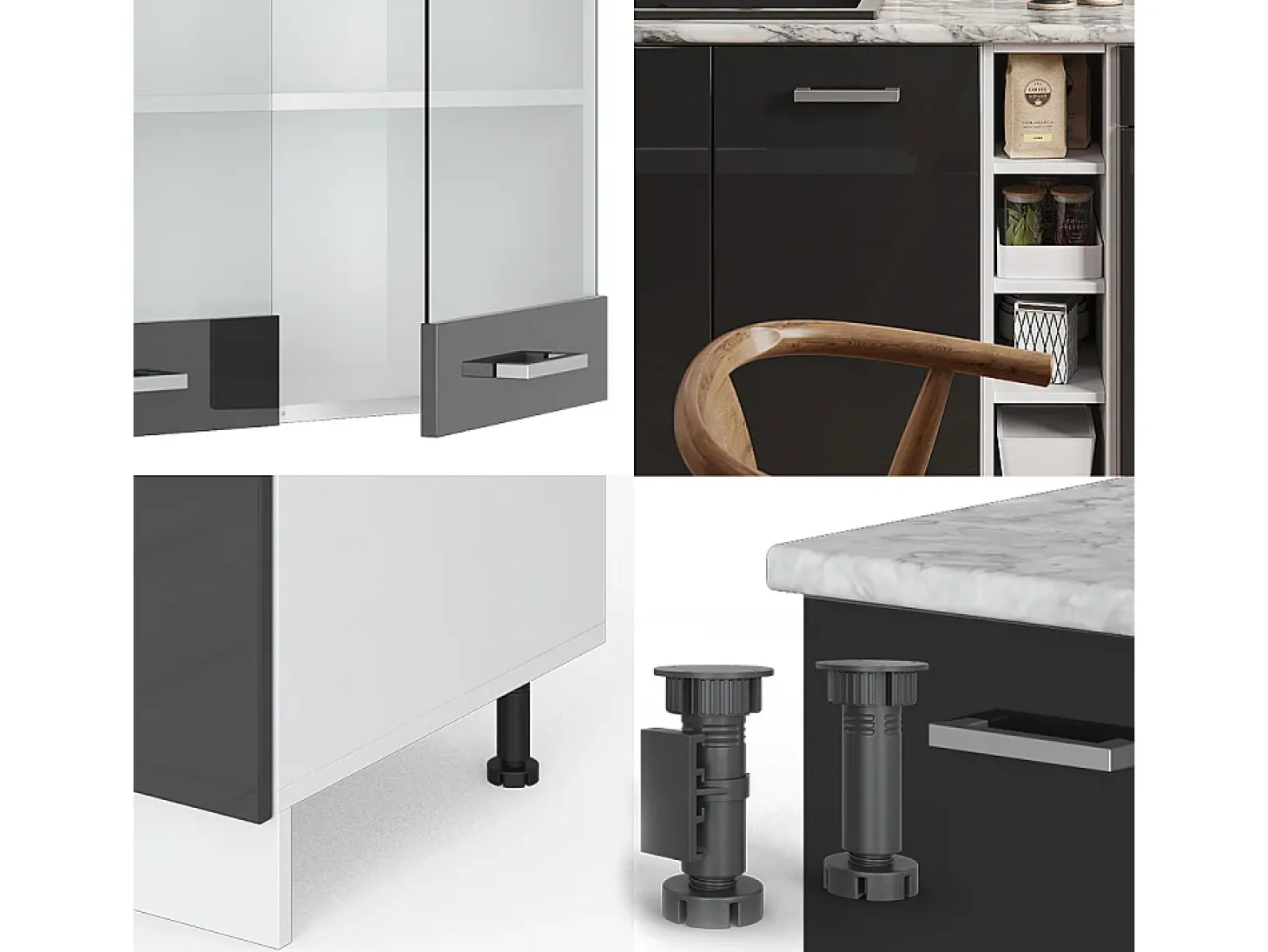 Cocina versátil antracita brillo intenso/blanco 160x46x81.6 r-line