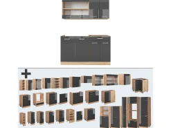 Cocina versátil antracita brillo intenso/roble dorado eléctrico 140x60x81.6 r-line