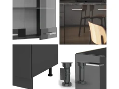Cocina versátil antracita brillo intenso/antracita 140x60x81.6 r-line