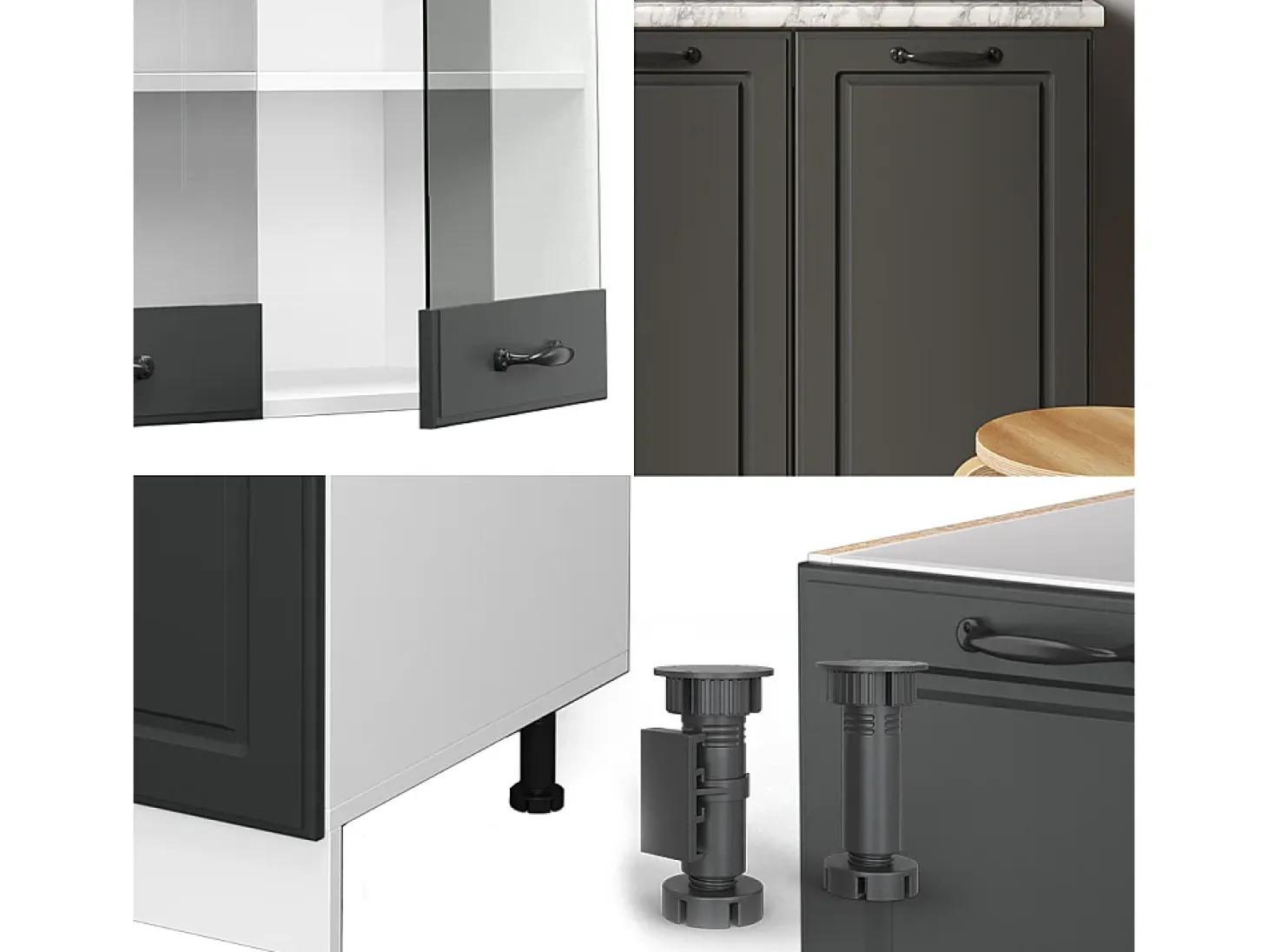 Cocina versátil antracita casa de campo/blanco 140x60x81.6 r-line