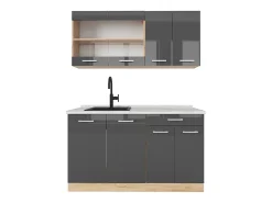 Cocina versátil antracita brillo intenso/roble dorado eléctrico 140x60x81.6 r-line