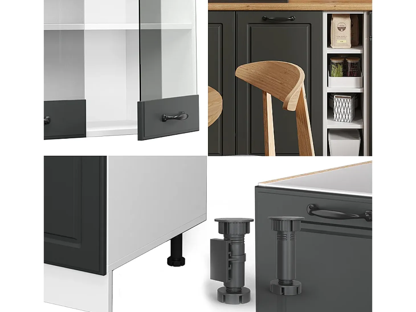 Cocina versátil antracita casa de campo/blanco 160x60x81.6 r-line