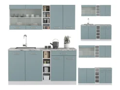 Cocina versátil azul-gris-blanco 160x60x81.6 r-line