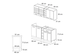 Cocina versátil azul-gris-blanco 160x60x81.6 r-line