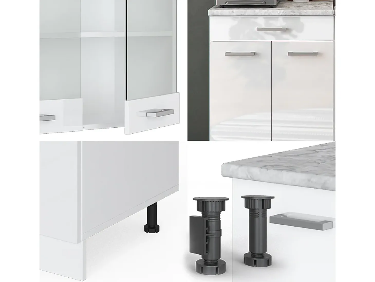 Cocina versátil blanco alto brillo/blanco 140x60x81.6 r-line