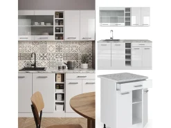 Cocina versátil blanco alto brillo/blanco 160x60x81.6 r-line