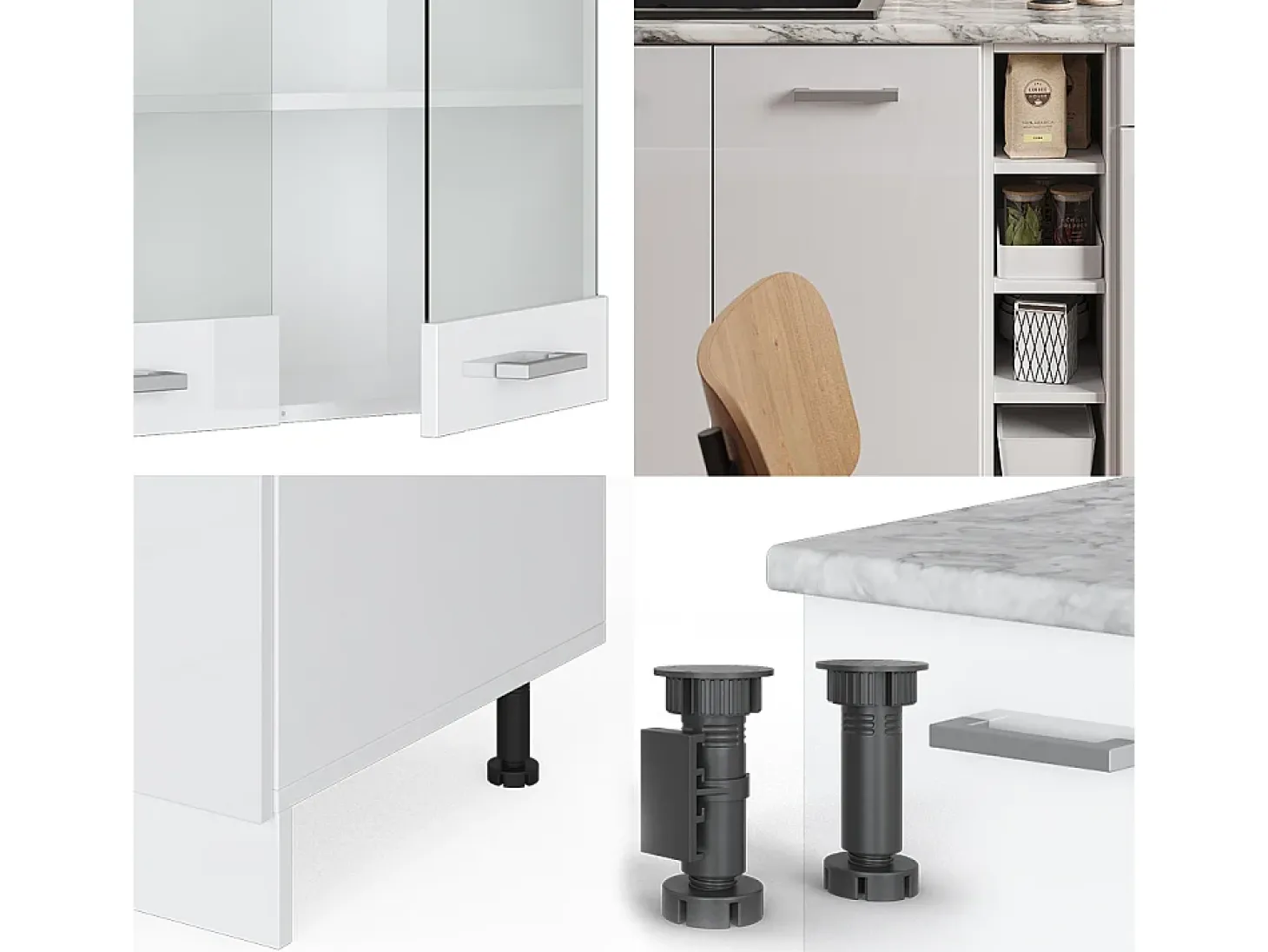 Cocina versátil blanco alto brillo/blanco 160x60x81.6 r-line