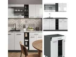 Cocina versátil blanco brillo/antracita 160x60x81.6 r-line