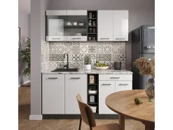 Cocina versátil blanco brillo/antracita 160x60x81.6 r-line