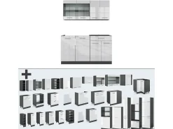 Cocina versátil blanco brillo/antracita 140x60x81.6 r-line