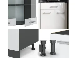 Cocina versátil blanco brillo/antracita 140x60x81.6 r-line