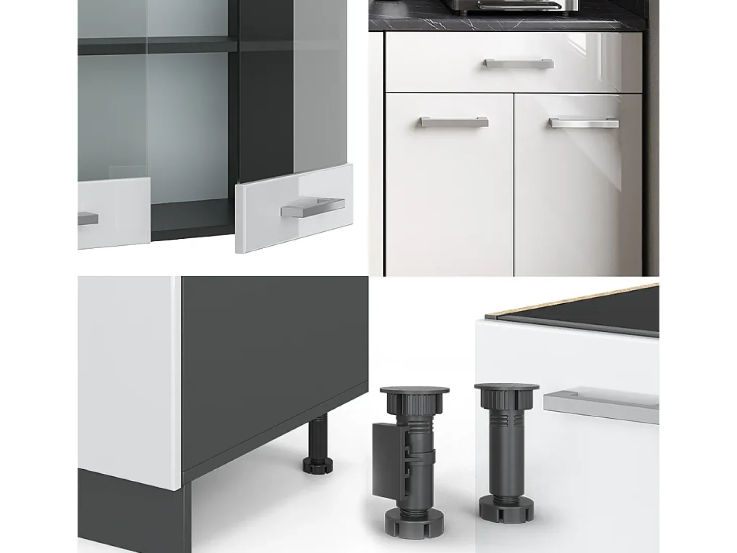 Cocina versátil blanco brillo/antracita 140x60x81.6 r-line