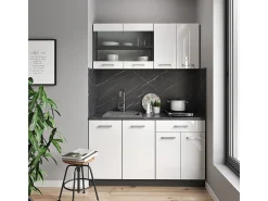 Cocina versátil blanco brillo/antracita 140x60x81.6 r-line