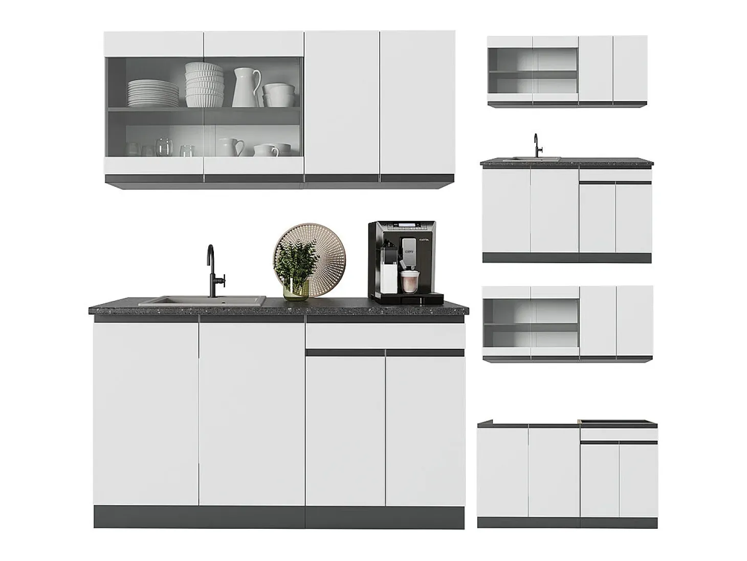 Cocina versátil blanco/antracita 140x60x81.6 r-line