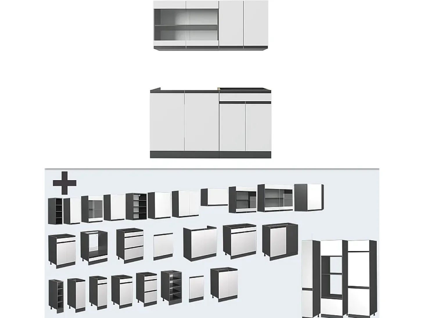 Cocina versátil blanco/antracita 140x60x81.6 r-line