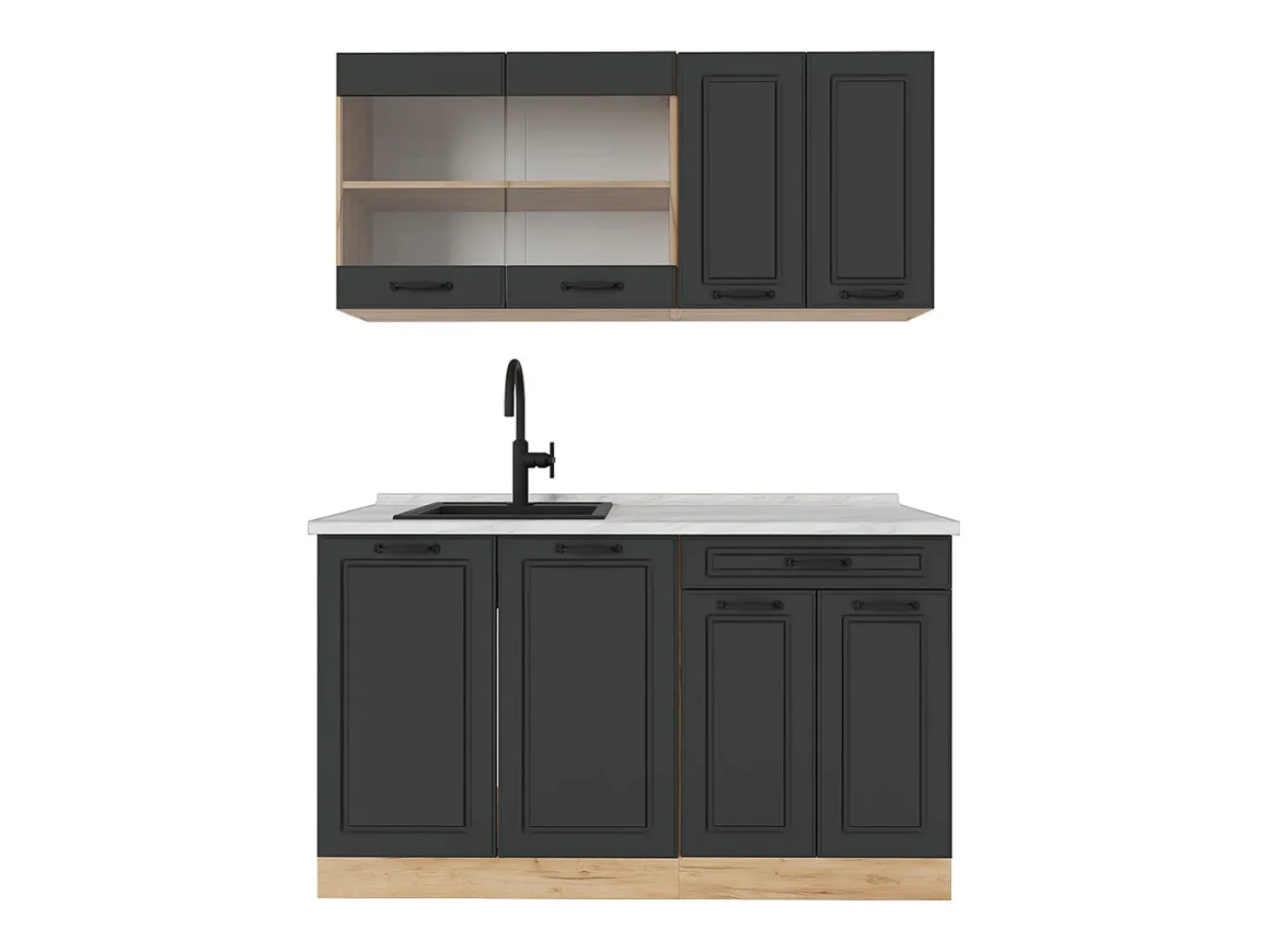 Cocina versátil casa de campo antracita/roble dorado 140x60x81.6 r-line