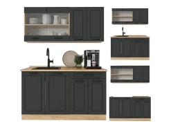 Cocina versátil casa de campo antracita/roble dorado 140x60x81.6 r-line