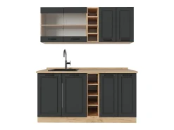 Cocina versátil casa de campo antracita/roble dorado 160x60x81.6 r-line