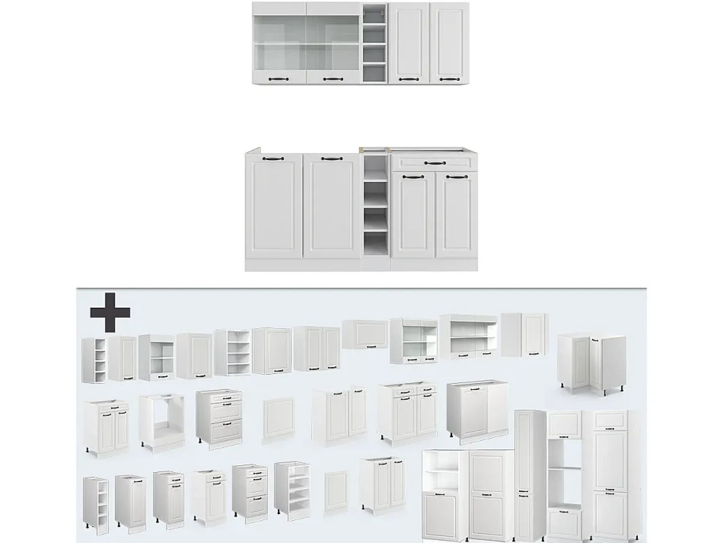 Cocina versátil casa de campo blanca/blanca 160x60x81.6 r-line