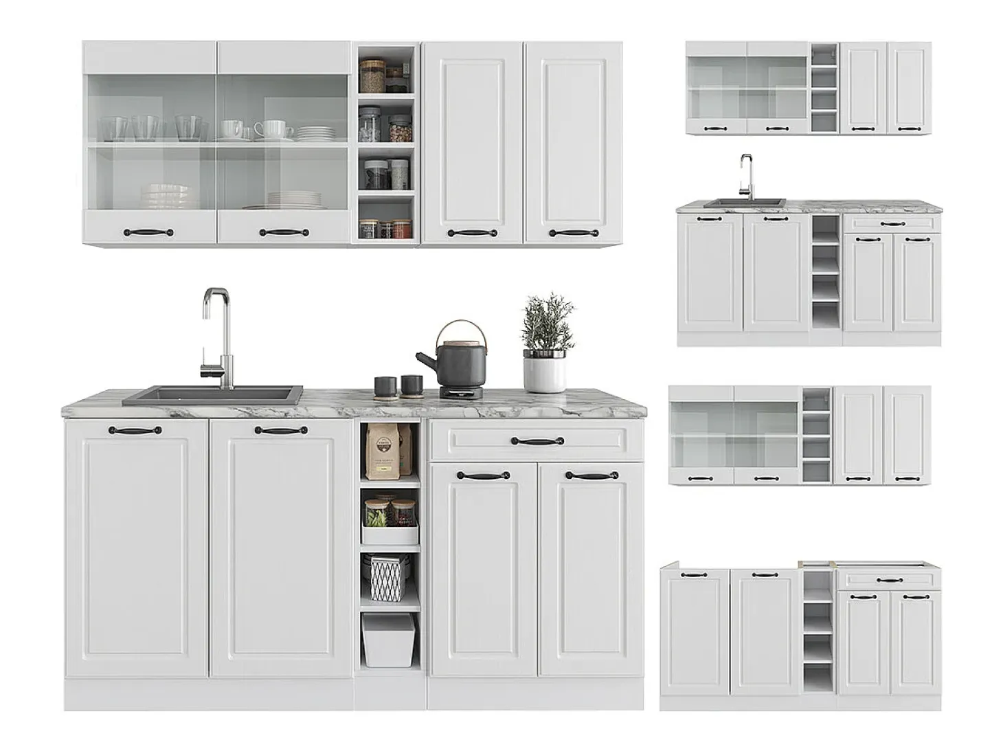 Cocina versátil casa de campo blanca/blanca 160x60x81.6 r-line