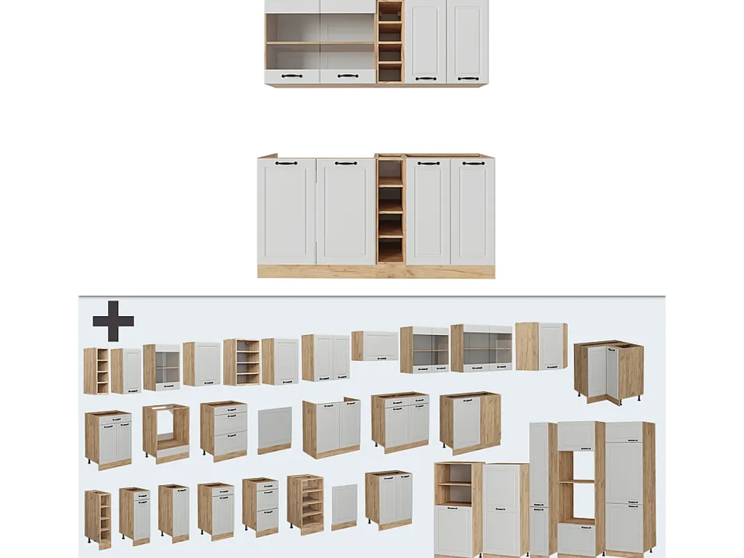 Cocina versátil casa de campo blanca/roble dorado 160x60x81.6 r-line