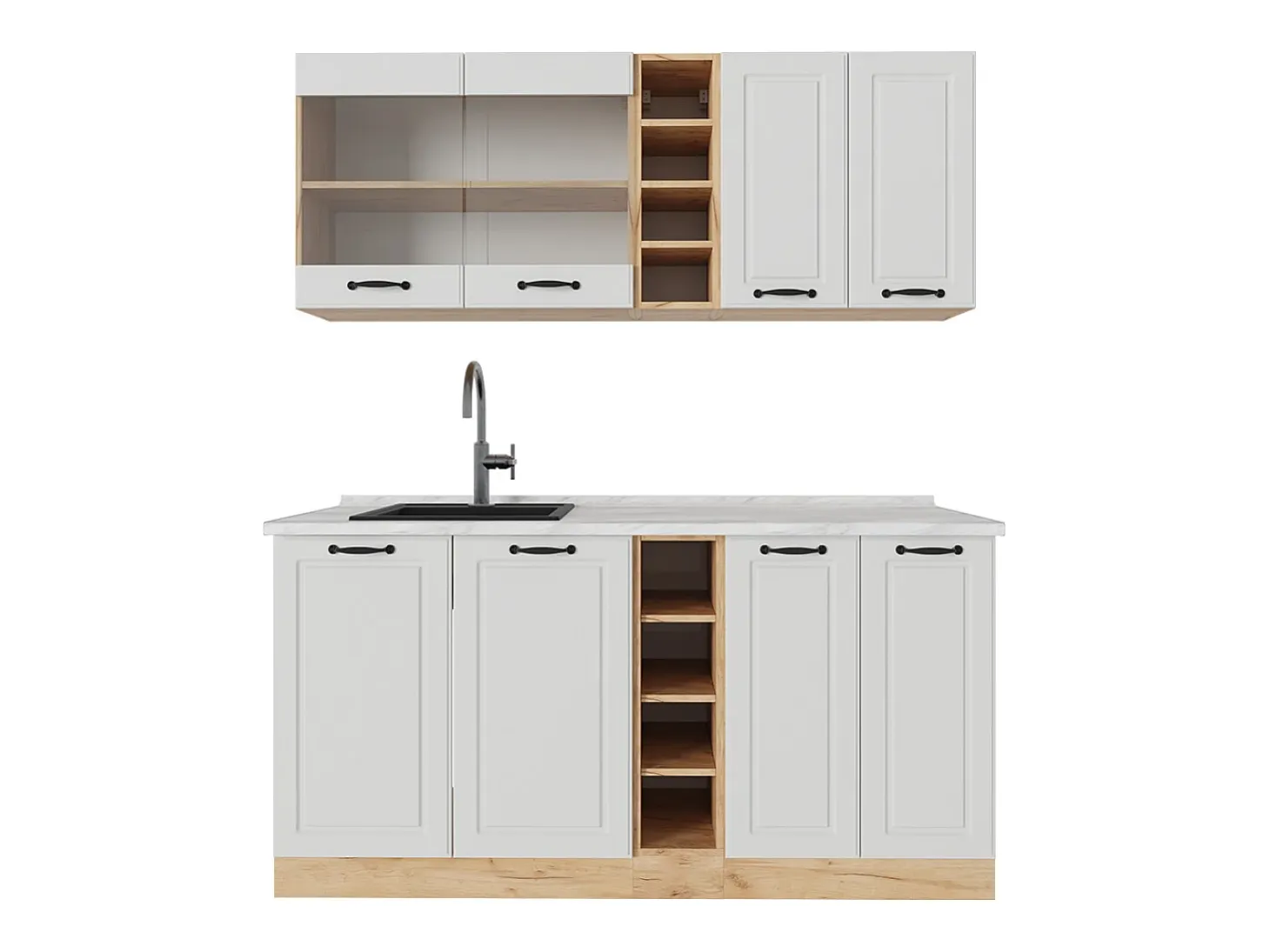 Cocina versátil casa de campo blanca/roble dorado 160x60x81.6 r-line