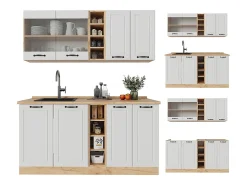 Cocina versátil casa de campo blanca/roble dorado 160x60x81.6 r-line