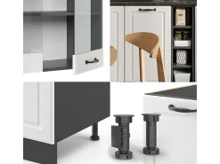 Cocina versátil casa de campo blanca/antracita 160x60x81.6 r-line