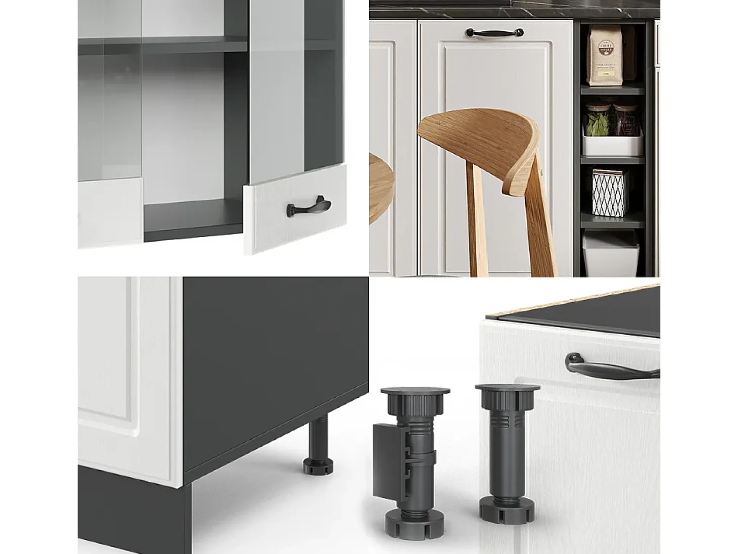 Cocina versátil casa de campo blanca/antracita 160x60x81.6 r-line