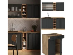 Cocina versátil casa de campo antracita/roble dorado 160x60x81.6 r-line