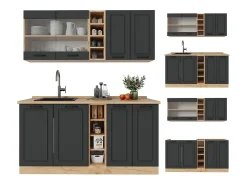 Cocina versátil casa de campo antracita/roble dorado 160x60x81.6 r-line