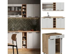 Cocina versátil casa de campo blanca/roble dorado 160x60x81.6 r-line