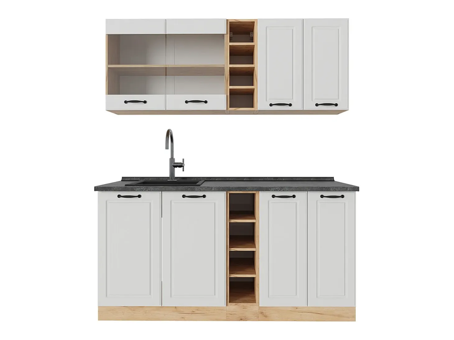 Cocina versátil casa de campo blanca/roble dorado 160x60x81.6 r-line