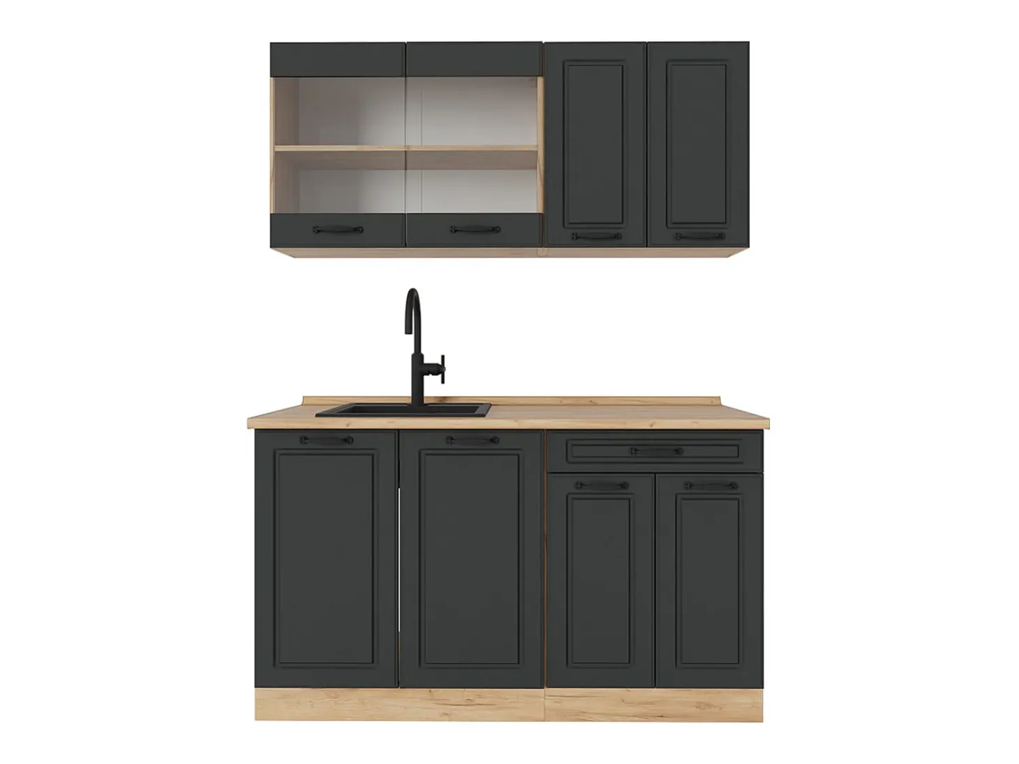 Cocina versátil casa de campo antracita/roble dorado 140x60x81.6 r-line
