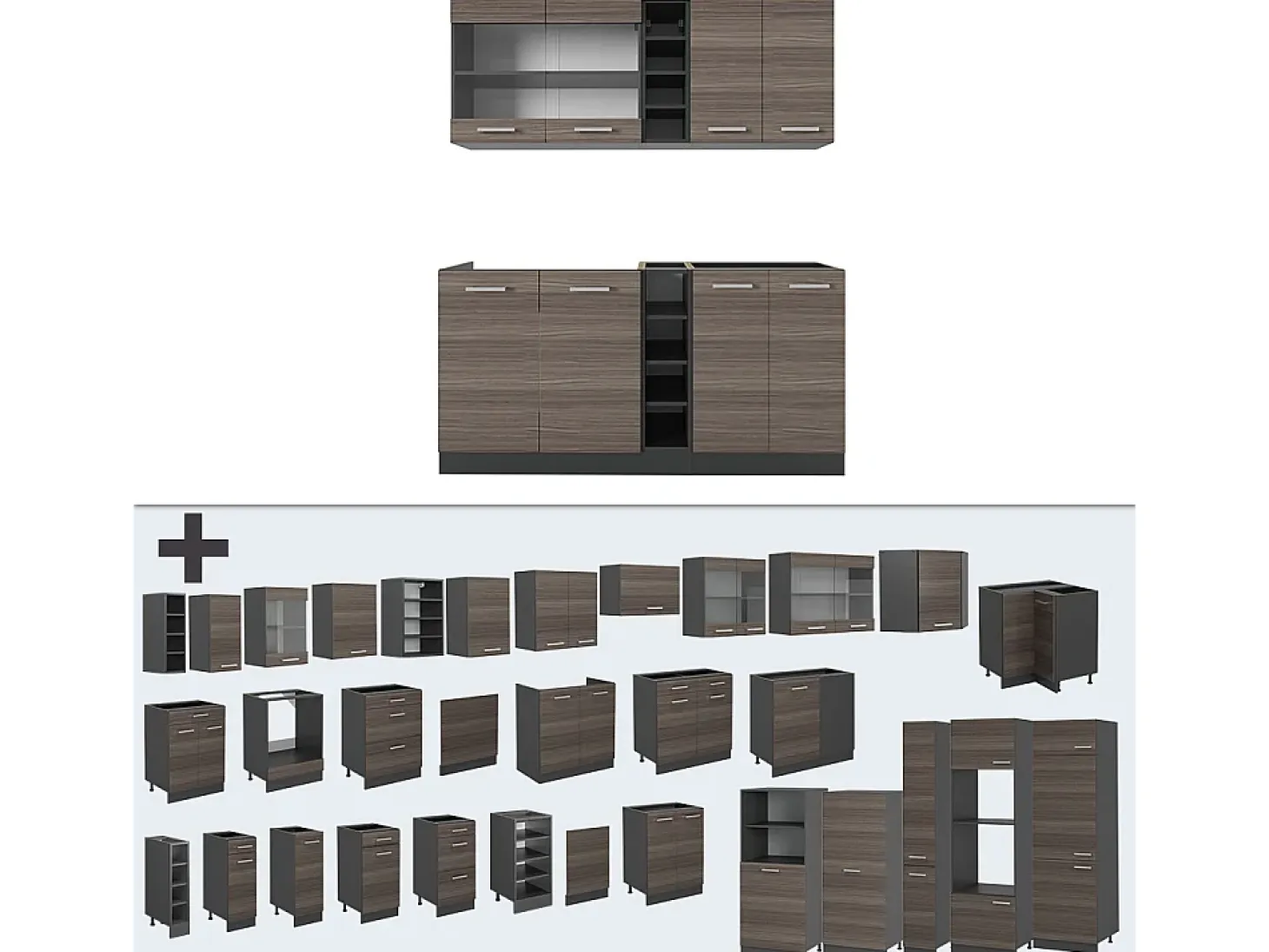 Cocina versátil gris noble/antracita 160x60x81.6 r-line